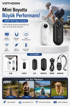 Mini WIFI Aksiyon Kamerası 1080P Taşınabilir Vücut Kamerası Giyilebilir Video Kaydedici Siyah