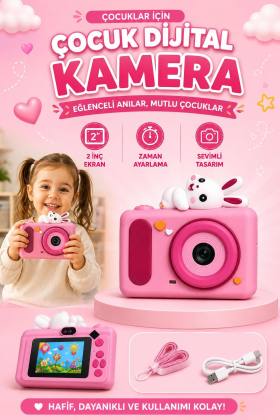 Mini Çocuk Kamerası 2 İnç Ekranlı Fotoğraf Video Çekimli Şarjlı Silikon Korumalı Dijital Kamera