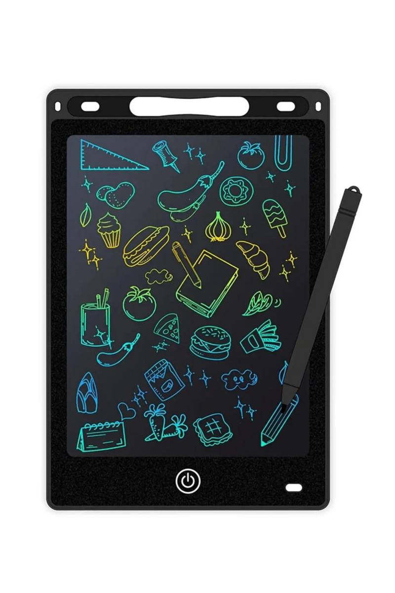 12 Inc Renkli Lcd Grafik Dijital Kalemli Çizim Tableti Yazı Tahta Not Yazma Eğitim Tableti Siyah