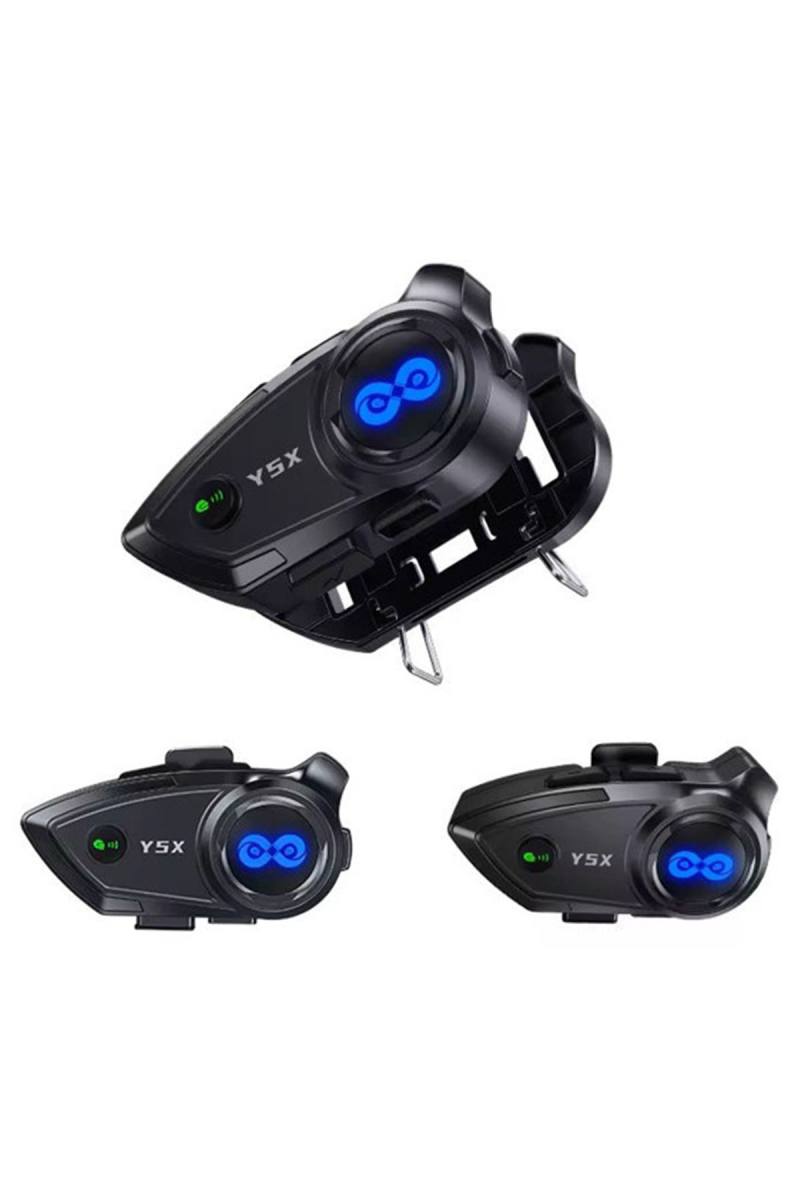 Y5X RGB Işıklı Intercom 5 Kişi Bağlantılı 1000mAh Motosiklet Bluetooth Kulaklık Seti