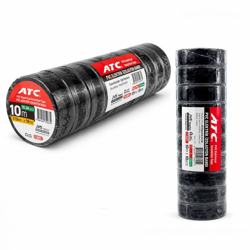 10 Adet Lüx Siyah Pvc İzolasyon Elektrik Bandı 0.13X19X11YDS 10MM - 1 Paket Gönderilir - 1 Paket İçinde 10 Adet Bant Vardır