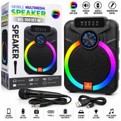 10 Inc Karaoke Mikrofonlu Speaker Hoparlör Bt - Sd - Usb Sarjlı Rgb Işıklı Dc 5V - Aux MS-1001BT-2 PL-4800