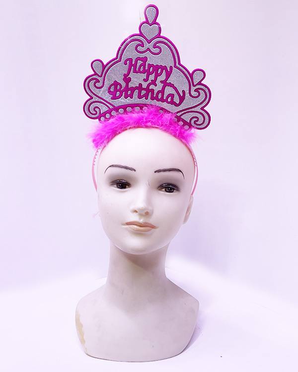 Happy Birthday Neon Pembe Renk Doğum Günü Tacı 24x15 cm