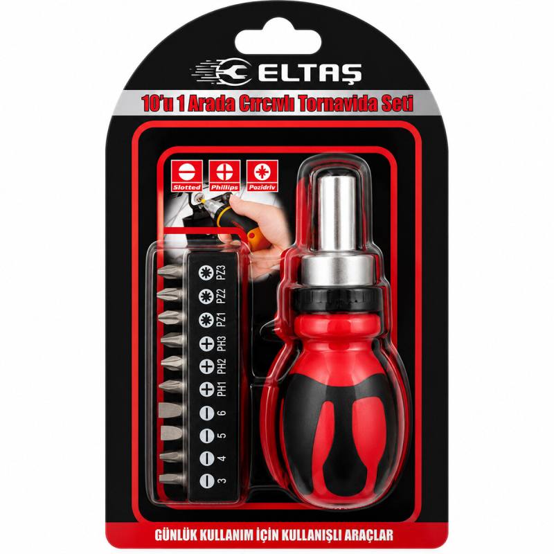 10IN1 Silikon Sap - Cr-v Cırcırlı Tornavida Bits Seti PH1-PH2-PH-3 - PZ1-PZ2-PZ3 Manyetik Uç Tutucu