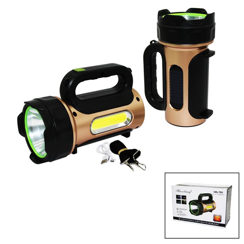 10W - Solar - Usb Şarjlı 2IN1 El Feneri Renkli Fonksiyonel Smd Led