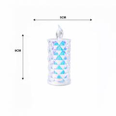 12 Adet Led Candle Kamp Küçük Boy= ÇAP:5CM - Y: 9CM Pilli Led Mum Mika Kristal Plastik YAKUT-13635