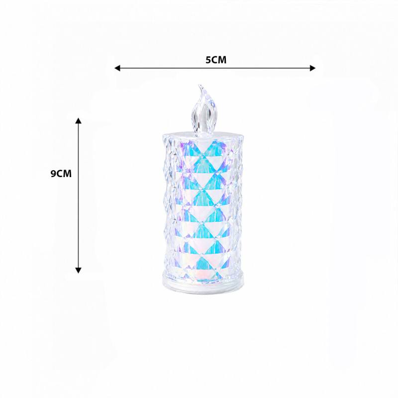 12 Adet Led Candle Kamp Küçük Boy= ÇAP:5CM - Y: 9CM Pilli Led Mum Mika Kristal Plastik YAKUT-13635