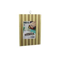 20 X 30 X 1.4CM Beyaz Çizgili Ahşap Bambu Kesim Panosu - Kesme Tahtası Metal Kulplu