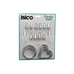 20PCS Pasta Süsleme Uç Seti= 12-METAL Kurabiye Kalıp METAL=3-KALP - 3-YUVARLAK 2-UÇ Tutucu Pls.adaptör