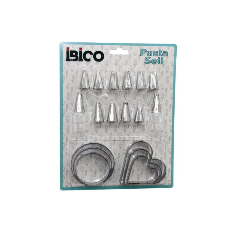 20PCS Pasta Süsleme Uç Seti= 12-METAL Kurabiye Kalıp METAL=3-KALP - 3-YUVARLAK 2-UÇ Tutucu Pls.adaptör