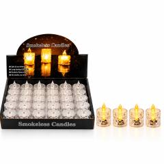 24 Adet Küçük Boy Pilli Kristal Mika Led Mum Çap : 3.8CM Yükseklik : 4.8CM İ10-017