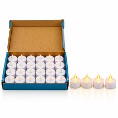 24 Adet Pilli Yuvarlak - Beyaz Renkli Led Mum Çap : 3.7CM Yükseklik : 3.5CM İ10-024