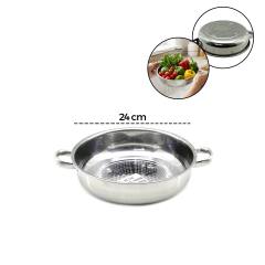 24CM Basık Süzek Metal Süzgeç Kulplu