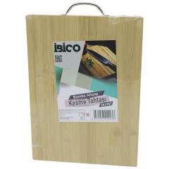 26X36 X 1.7CM Lux Ahşap Bambu Kesim Panosu - Kesme Tahtası Metal Kulplu