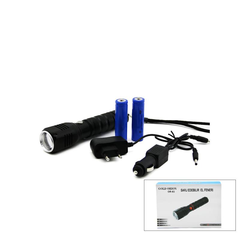 2IN1 Zoomlu El Feneri - Cob Led Fiş - Çakmak Şarjlı Metal Kasa 17CM 3000 Lumen