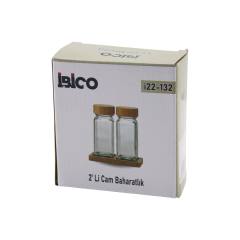 2PCS Bambu Kapaklı Cam Tuzluk - Biberlik - Baharatlık 120ML