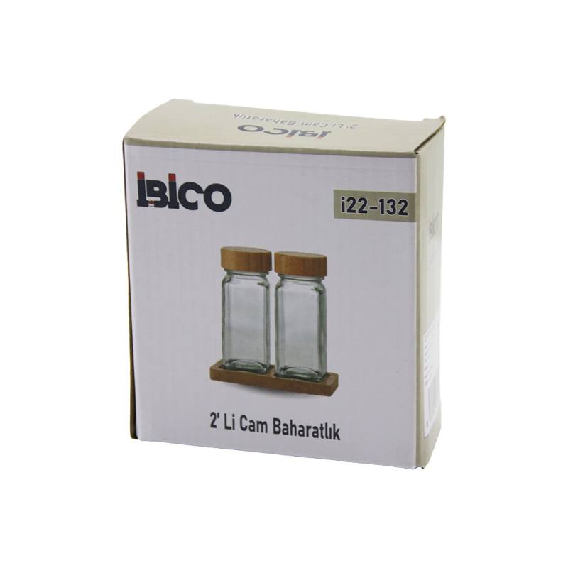 2PCS Bambu Kapaklı Cam Tuzluk - Biberlik - Baharatlık 120ML