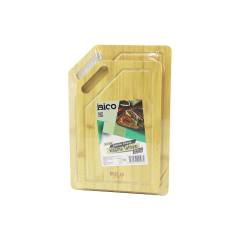 2PCS Setkırık Kenarlı - Oval Delikli Ahşap Bambu Kesim Panosu - Kesme Tahtası 18X28X1CM--22X32X1CM