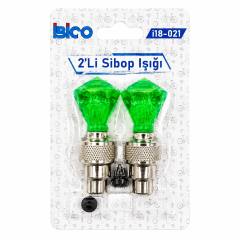 2PCS Yeşil Elmas Kesim Prizma Model Sibop Işık Pilli Bisiklet - Motor - Araç Hareket Sensörlü İ18-021