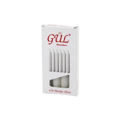 4PCS - İnce ÇAP=1.6CM - UZUNLUK=12CM Beyaz Klasik Market Mum