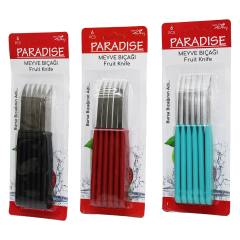 6 Parça Meyve Bıçak Renkli Plastik Saplı
