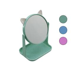 6 İnç - 15CM Yuvarlak Kulaklı Makyaj Aynası Renkli Plastik Takılık SEPETLİ=12X15.5CM