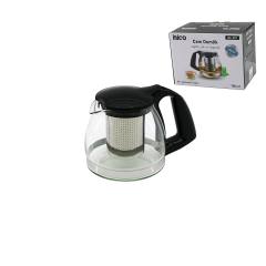 700ML Cam Demlik Çelik Süzgeçli - Plastik Kulp - Kapak - Krom Çerçeve