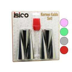 7PCS 6-KORNEO Kalıp - 1-SİLİKON Fırça Pasta Dekorasyon Seti ÇAP:3.4CM X UZUNLUK:12CM