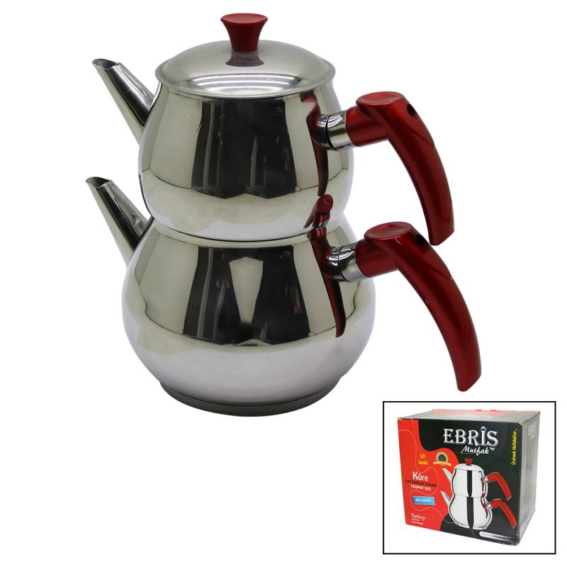 Aile Büyük Boy Küre Çelik Çaydanlık Seti Üst: 1.2LT - Alt: 2LT