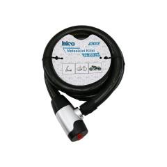 Anahtarlı Aç-kapa Kilit Kapaklı Motor - Bisiklet Kilit Çelik Tel Siyah Şeffaf Kılıf 24MMX150CM