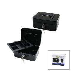Anahtarlı Küçük Metal Para -değerli Eşya Kutusu 2KAT=TEK+6 Bölme Taşıma Kulp - 15.2X11.8X8CM
