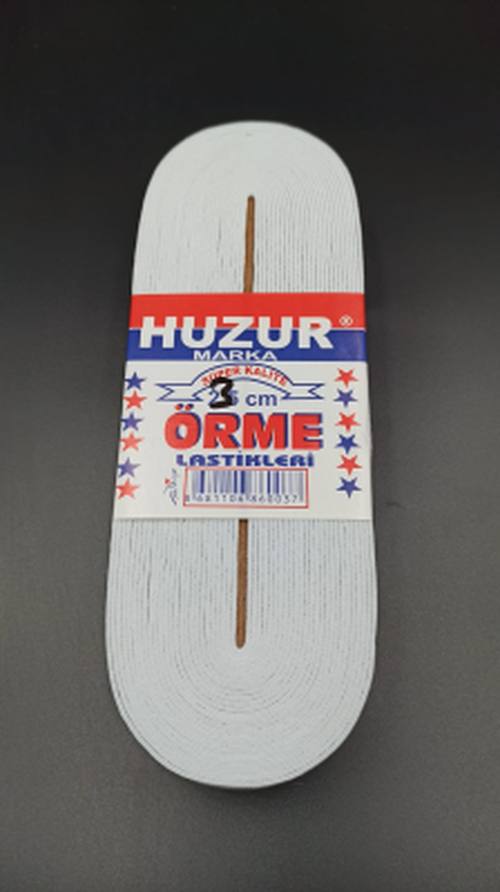 Beyaz - 3CM Paça Lastik Yassı Geniş 10MT.
