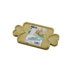 Dikdörtgen 3 BÖLMELİ=2İN1 Kalp Kulp - Bölme + 1 Ahşap Bambu Servis Sunum Tepsi - Tahtası 25 X 14 X 1.4CM