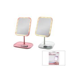 Dikdörtgen 7 Inc Ledli - Usb Şarjlı Makyaj Aynası 90° Açı Ayarlı Takılı Ayak Renkli Pls İ11-017