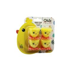 Egg Cup 4PCS Yumurtalık Emoji Desen - Renkli Plastik Civciv Ayaklı - 1/2 Kırık Yumurta Kabuk Model