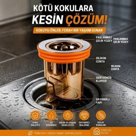 Gider Kokusu ve Böcek Önleyici Gider Kapağı, Duş ve Lavabo İçin Geri Akış Önleyici Plastik Yer Süzgeci Kapağı