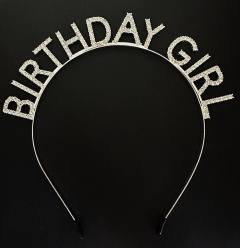 Gümüş Kristal Taşlı Birthday Girl Doğum Günü Tacı İthal Ürün A Kalite 17x16 cm
