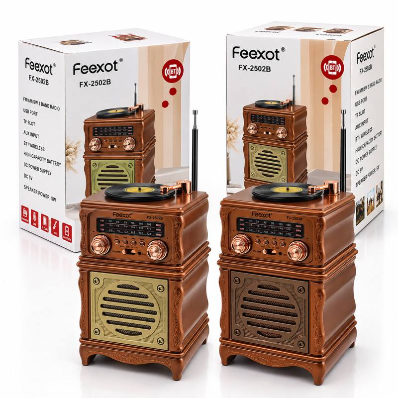 İbreli Radyo Retro Am Fm Sw Usb Type-c Sarjlı Bt Tf Usb Aux Speaker FX-2502B