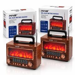 İbreli Şömineli Radyo - Retro Am - Fm - Sw Usb - Type-c Sarjlı Bt - Tf - Usb Speaker NS-02A PL-4731