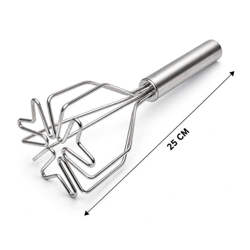 Kalp Şekil Çap: 9CM Krom SAPLI=12CM Metal Patates Ezici Toplam Uzunluk: 26CM
