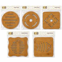 KARE=16.4X16.4CM - YUVARLAK:16.4CM Mıx Desen Bambu - Ahşap Nihale - Herhangi Bir Model Gönderilir