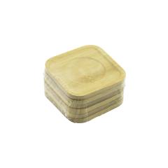Kare= 9.7 X 9.7CM 6PCS Bambu - Ahşap Çay Tabak