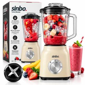 Krem Turbo El Blender Seti Doğrayıcı - Mikser - Blender 600W 2 Kademe Hız 1.5LT Cam Hazne SHB-7516