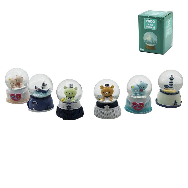 Küçük Boy - 6.5CM Pilli - Işıklı Kar Küresi Cam Hayvan Figürlü - Desen Mix Renkli Herhangi Bir Tanesi Gönderilir