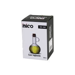 Mini Cam Yağdanlık Çizgili Desen 300ML Ahşap Bambu Mantar Tıpa