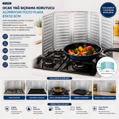 Ocak Yağ Sıçrama Koruyucu Alüminyum Folyo Plaka 84X32.5CM