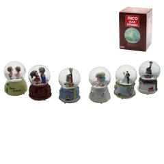 Orta Boy - 8CM Pilli - Işıklı Müzikli Kar Küresi Cam İnsan Figürlü - Desen Mix Renkli Herhangi Bir Tanesi Gönderilir