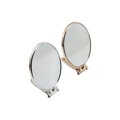 Oval 6.5 İNÇ=16.5X13CM Makyaj Aynası Çift Taraflı Bronz - Gümüş Pls.çerçeve Katlanır Ayaklı
