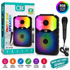 PL-4805 Karaoke Mikrofonlu Speaker Hoparlör Bt - Sd - Usb Sarjlı Rgb Işıklı Dc 5V - Aux 8 Inc BT-8109