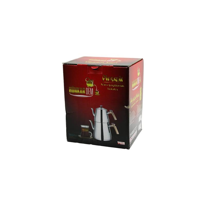 Pramit Mini Boy Çelik Çaydanlık Seti - Takımı Renkli Bakalit Kulp Üst Demlik: 0.9LT - Alt Suluk: 1.5LT Kendinden Süzgeçli